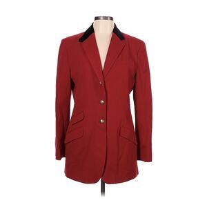 VTG Lauren Ralph Lauren Red Black Velvet Collar Gold Buttons Riding Jacket 12